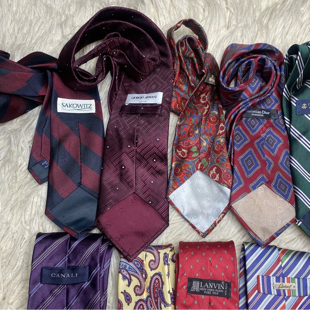 LUXURY Tie Lot of 12 Brioni, Canali, Valentino, Giorgio Armani, Christian Dior - Picture 10 of 11